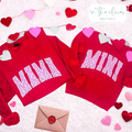 Pink Mama with Hearts - Red Crewneck