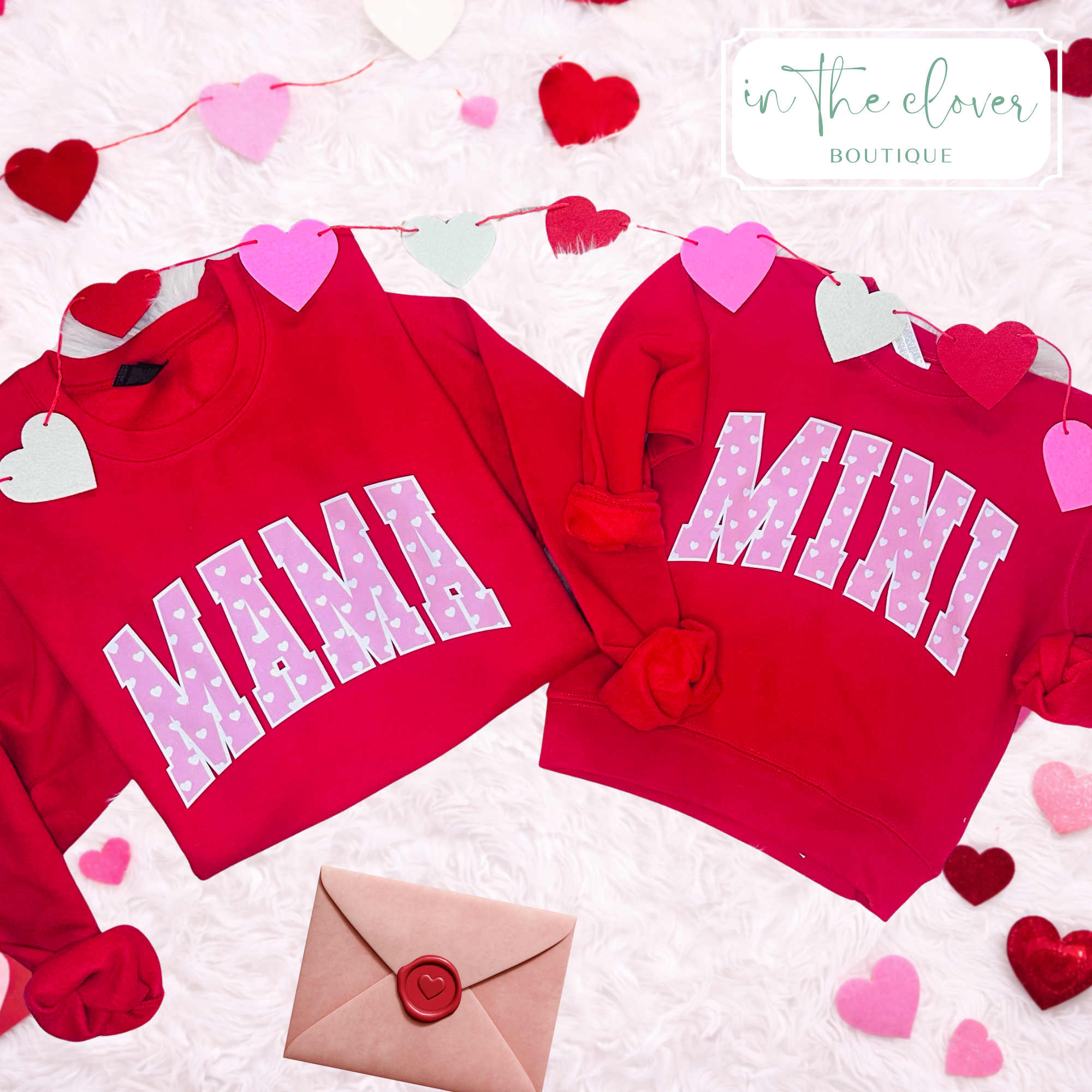**YOUTH** Pink Mini with Hearts - Red Crewneck