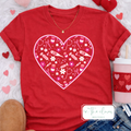 Retro Nurse Themed Heart - Red Tee