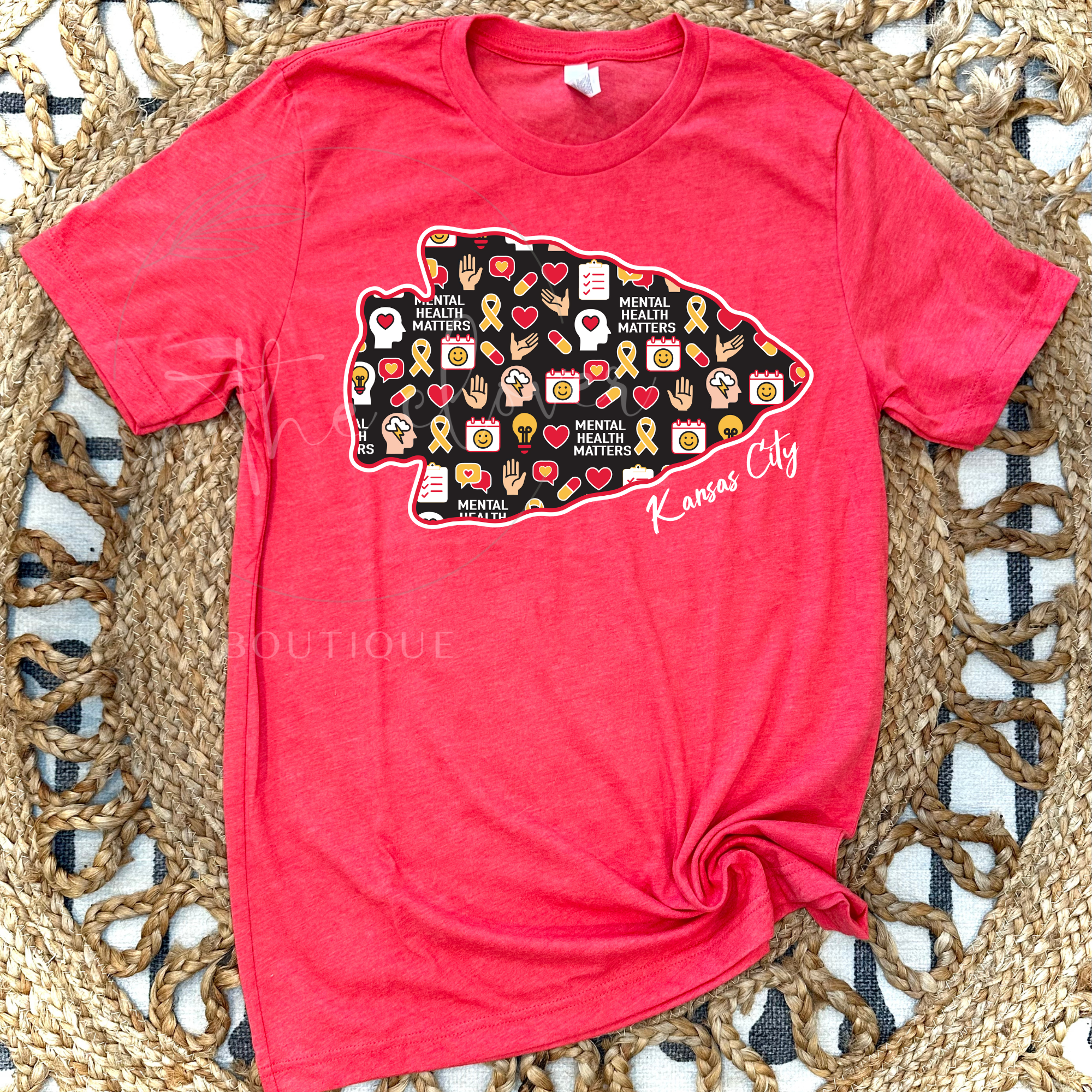 MENTAL HEALTH THEMED ARROWHEAD - HEATHER RED TEE