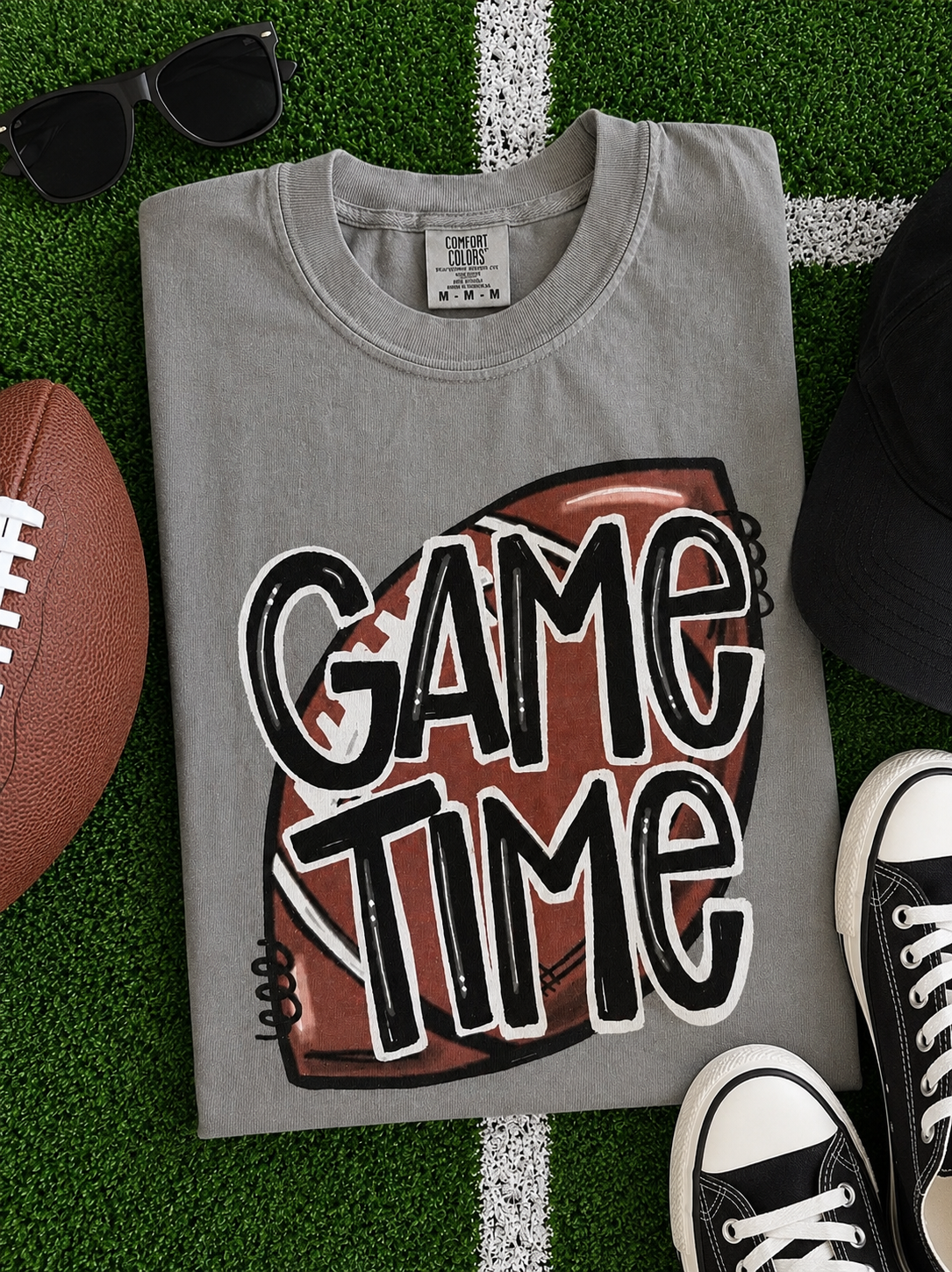 Doodle Game Day with Football - GRANITE TEE