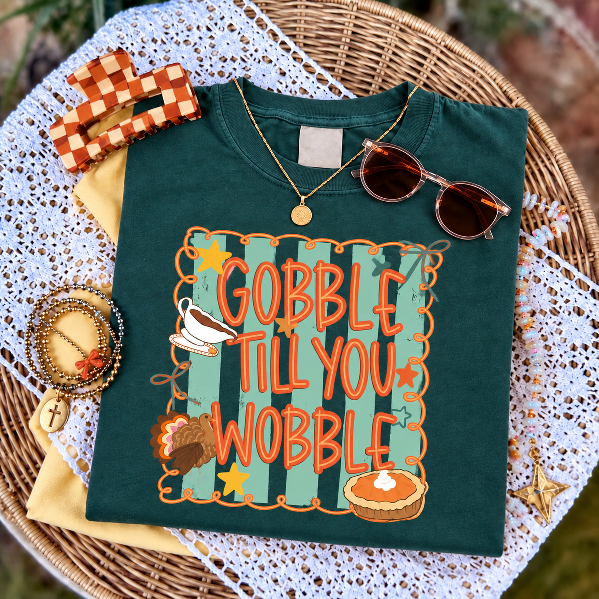 Gobble Til You Wobble - Blue Spruce Tee
