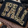 Faux Distressed Varsity Camo Fall - Black Crewneck Sweatshirt