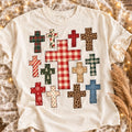Christmas Cross Collage - Ivory Tee