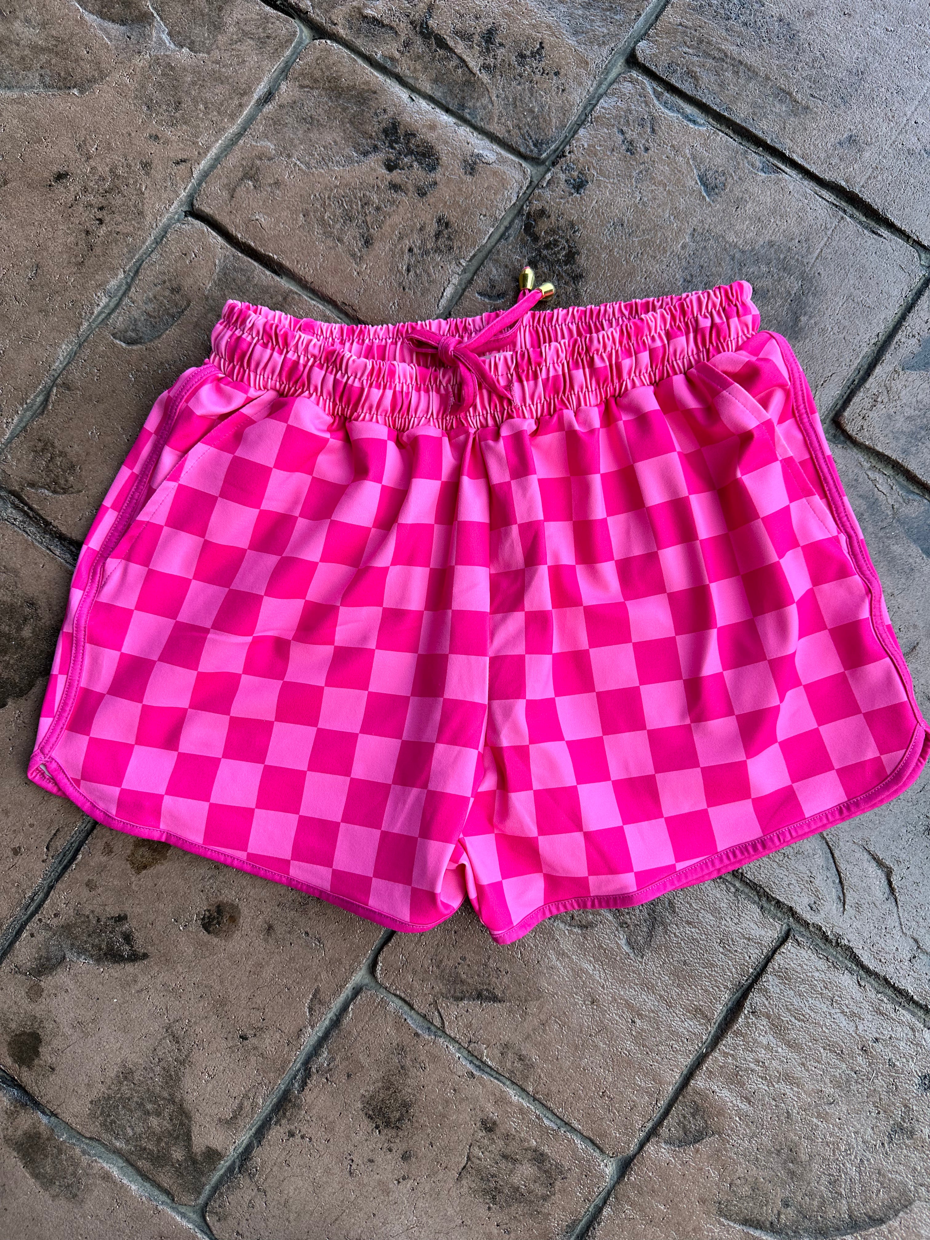 Checkered pink shorts