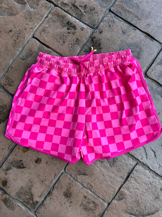 Checkered pink shorts