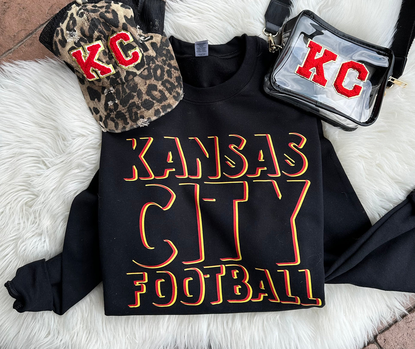 Red & Yellow Block Kansas City Football