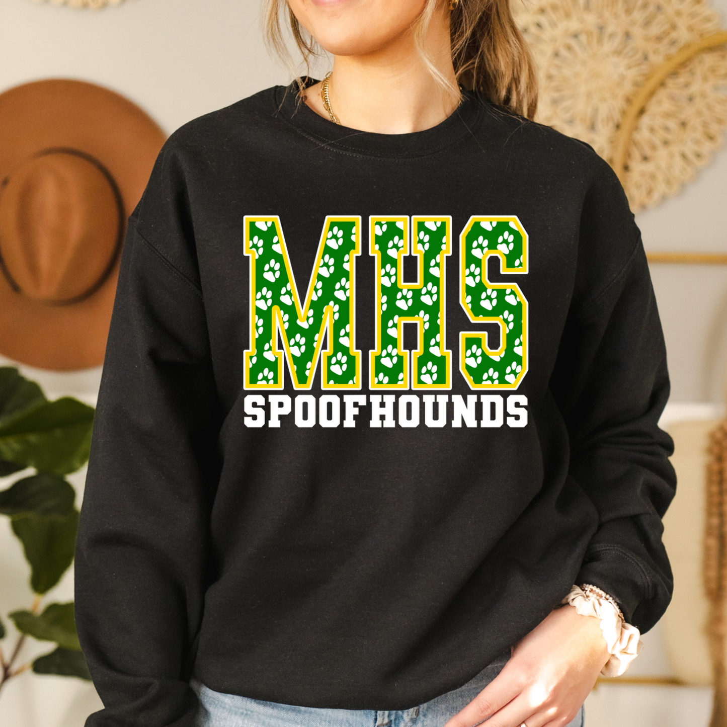 PAW PRINT MHS - BLACK CREWNECK