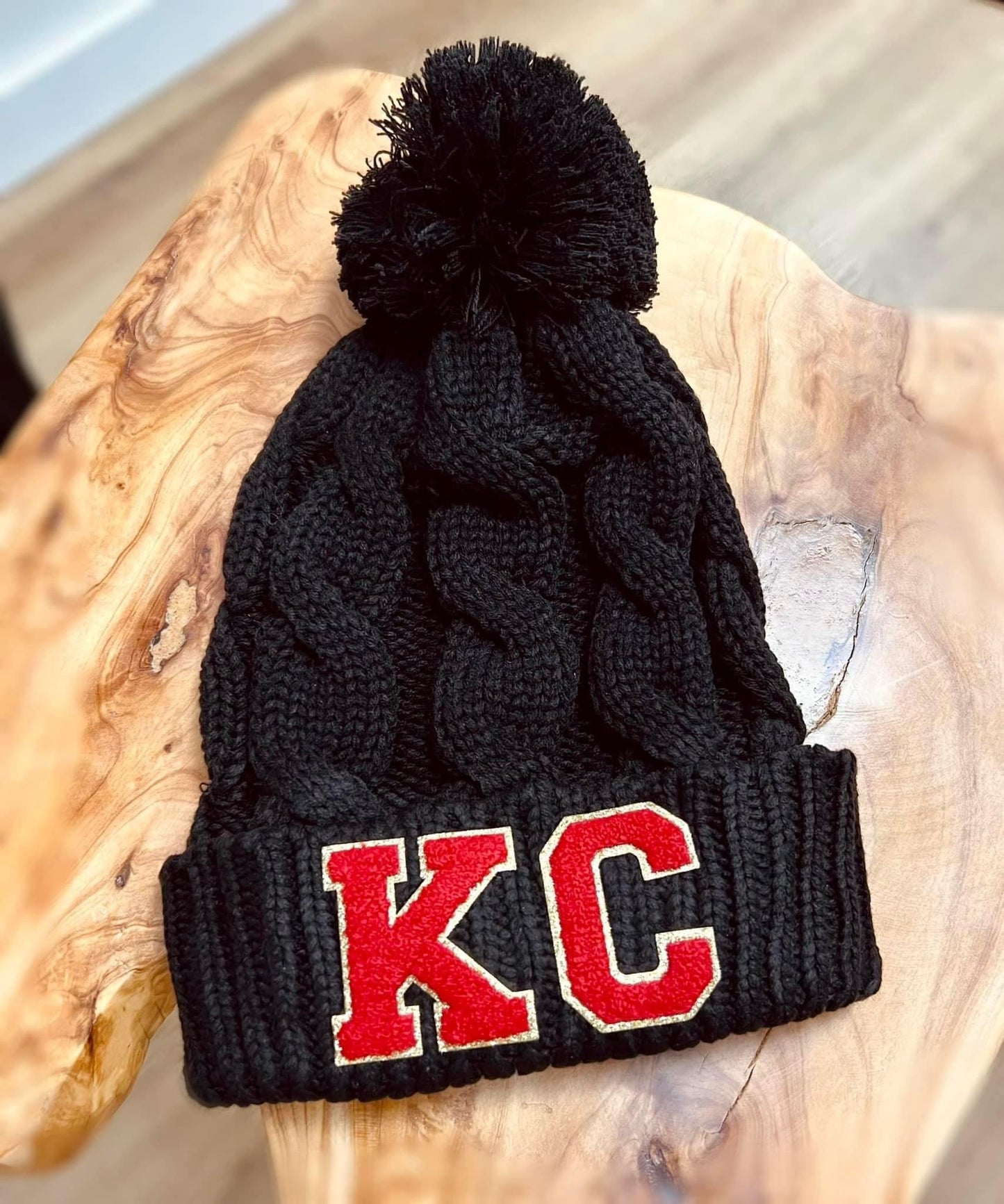 **BLACK FRIDAY** Chenille KC Patch Black Beanie