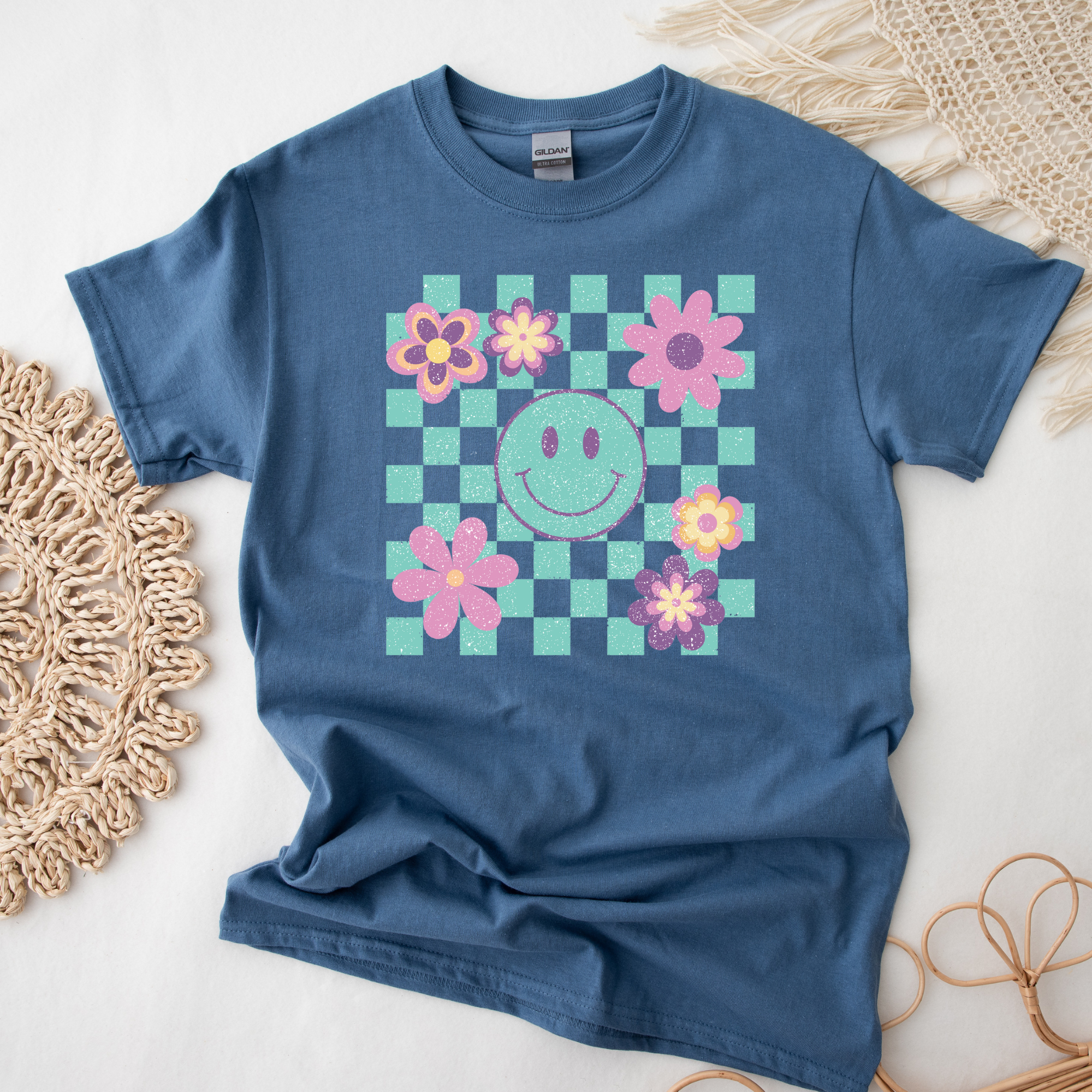 Checkered Retro Smiley Tee