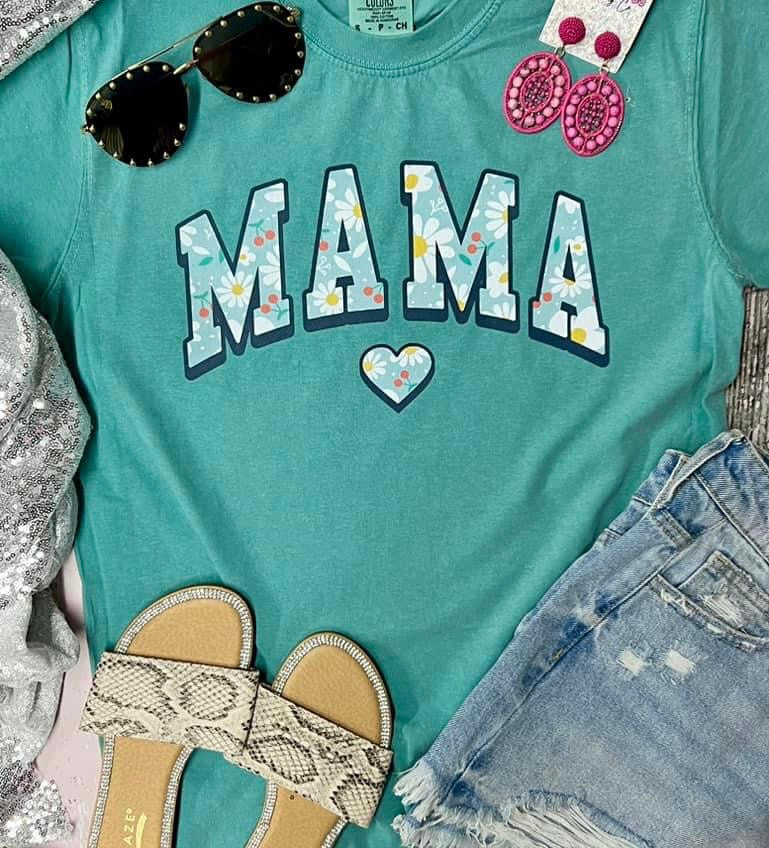 Mama Floral Blue Comfort Colors